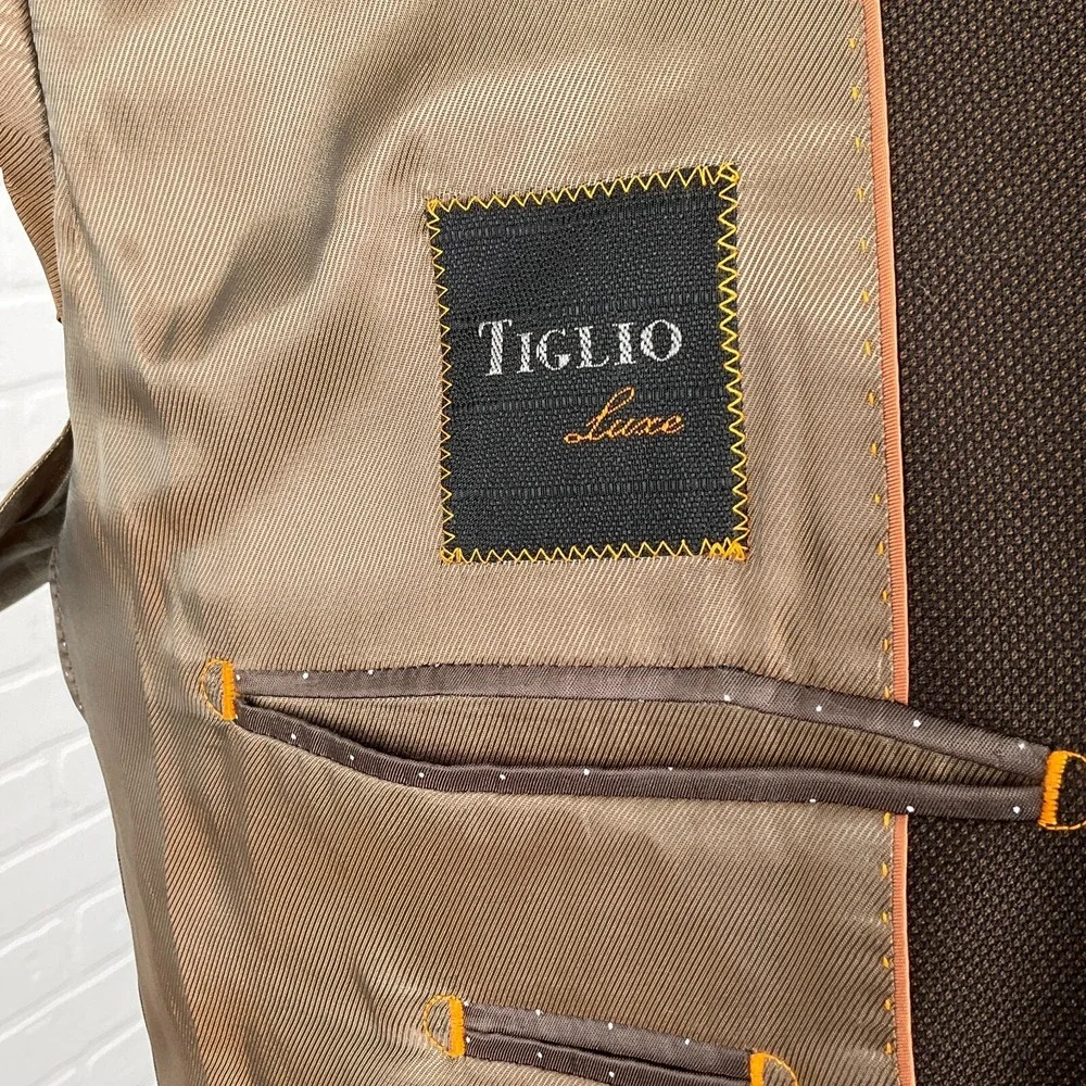 Tiglio Luxe Blazer Men 44R Brown Novello Di Biella Wool‎ Classic Jacket Italy